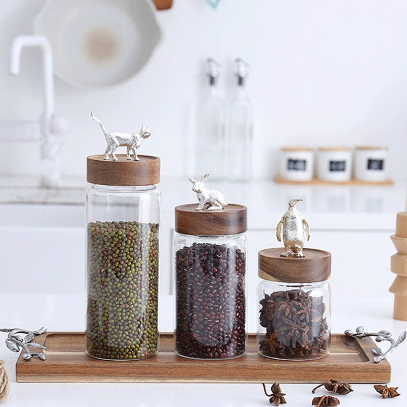 Luxury Glass Sealed Can Tea Pot with Household Storage Jar