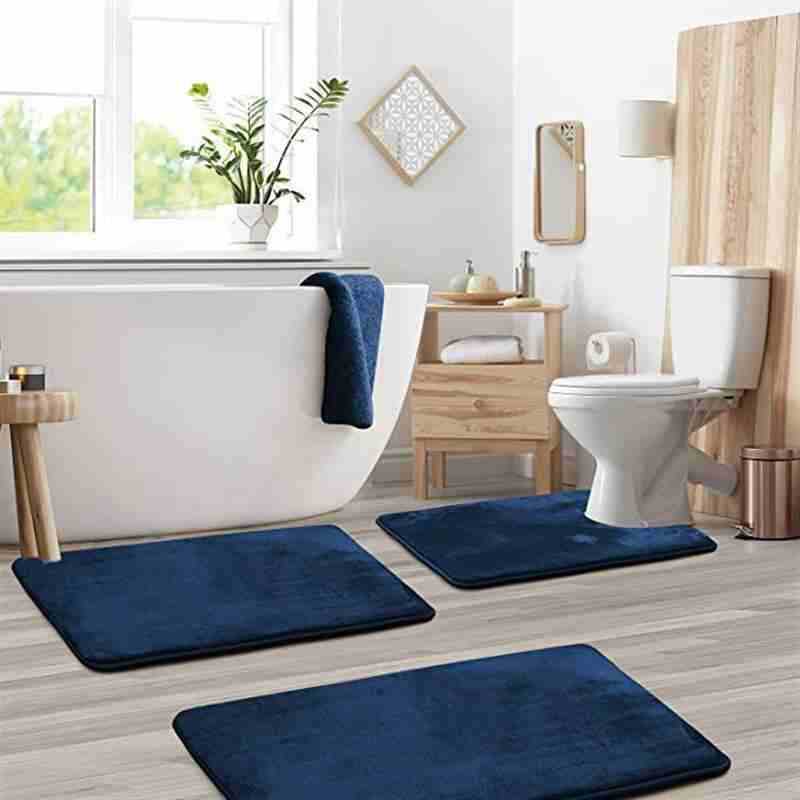 Non-Slip Coral Fleece Bathroom Mat Set - Toilet & Floor Mats for Home Use