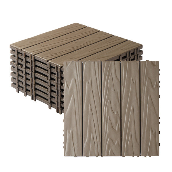Plastic Interlocking Deck Tiles - 27 Pack, Waterproof Flooring for Patio, Porch & Poolside