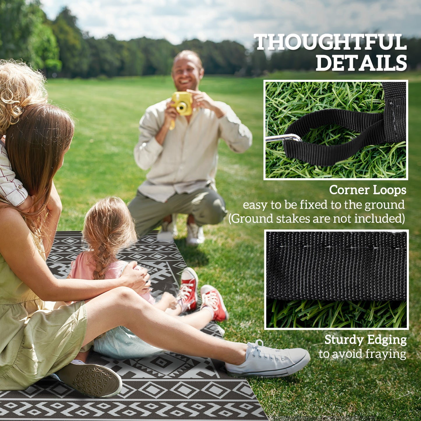 Reversible Outdoor Rug - Waterproof Plastic Straw, 9' x 18'