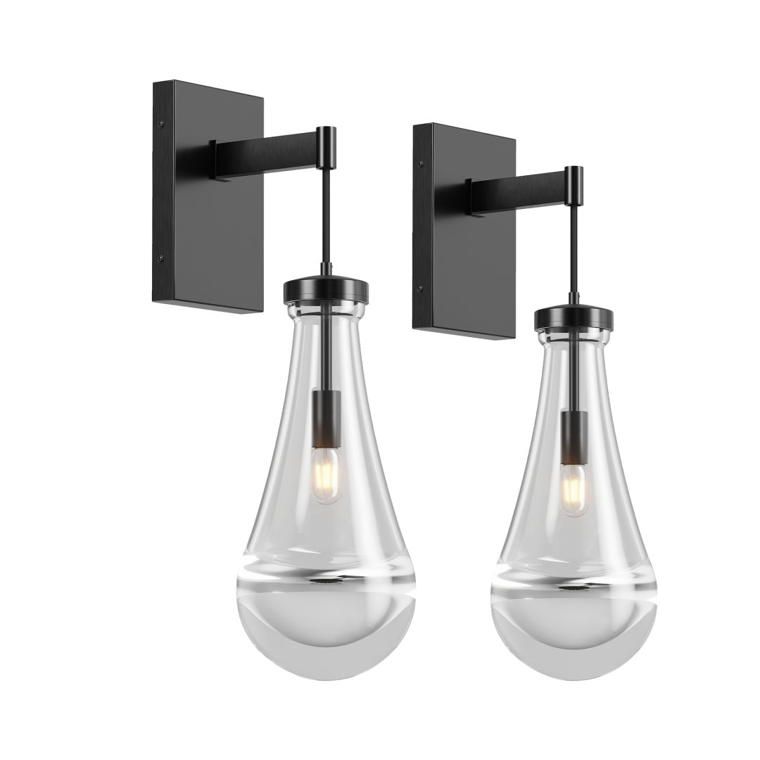 Modern Black Raindrop Wall Sconces - Set of 2 Dimmable Lighting