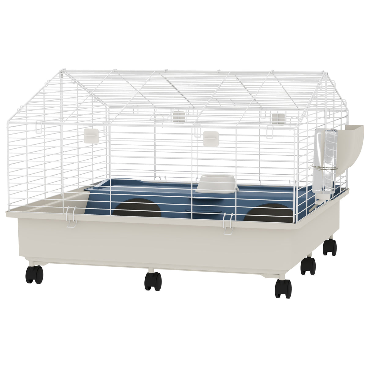 Small Animal Cage with Water Bottle & Hay Feeder for Rabbits Guinea Pigs Hedgehogs 35x35x25 Inches