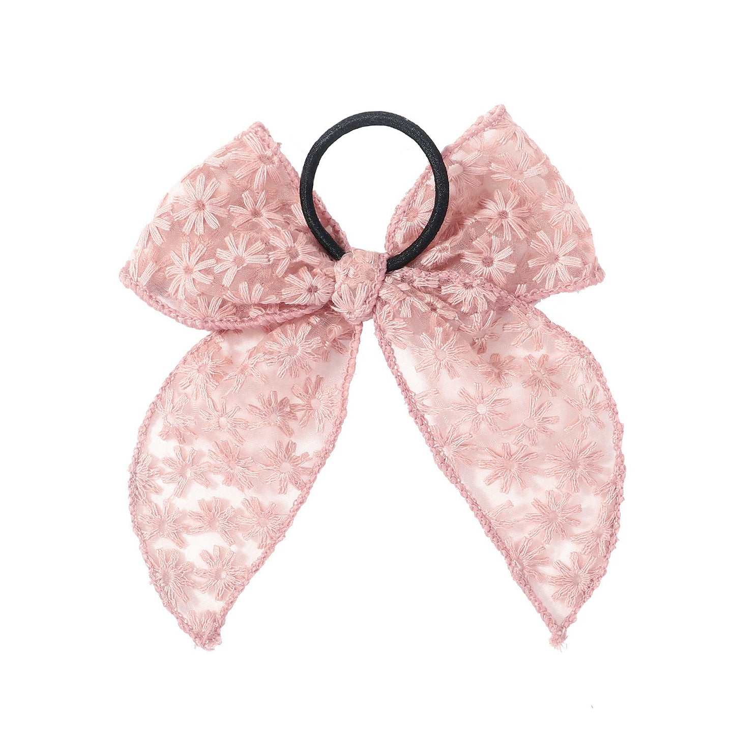 Cute Embroidered Bowknot Hair Ring with Lace and Floral Design - Child & Women Hair Accessories