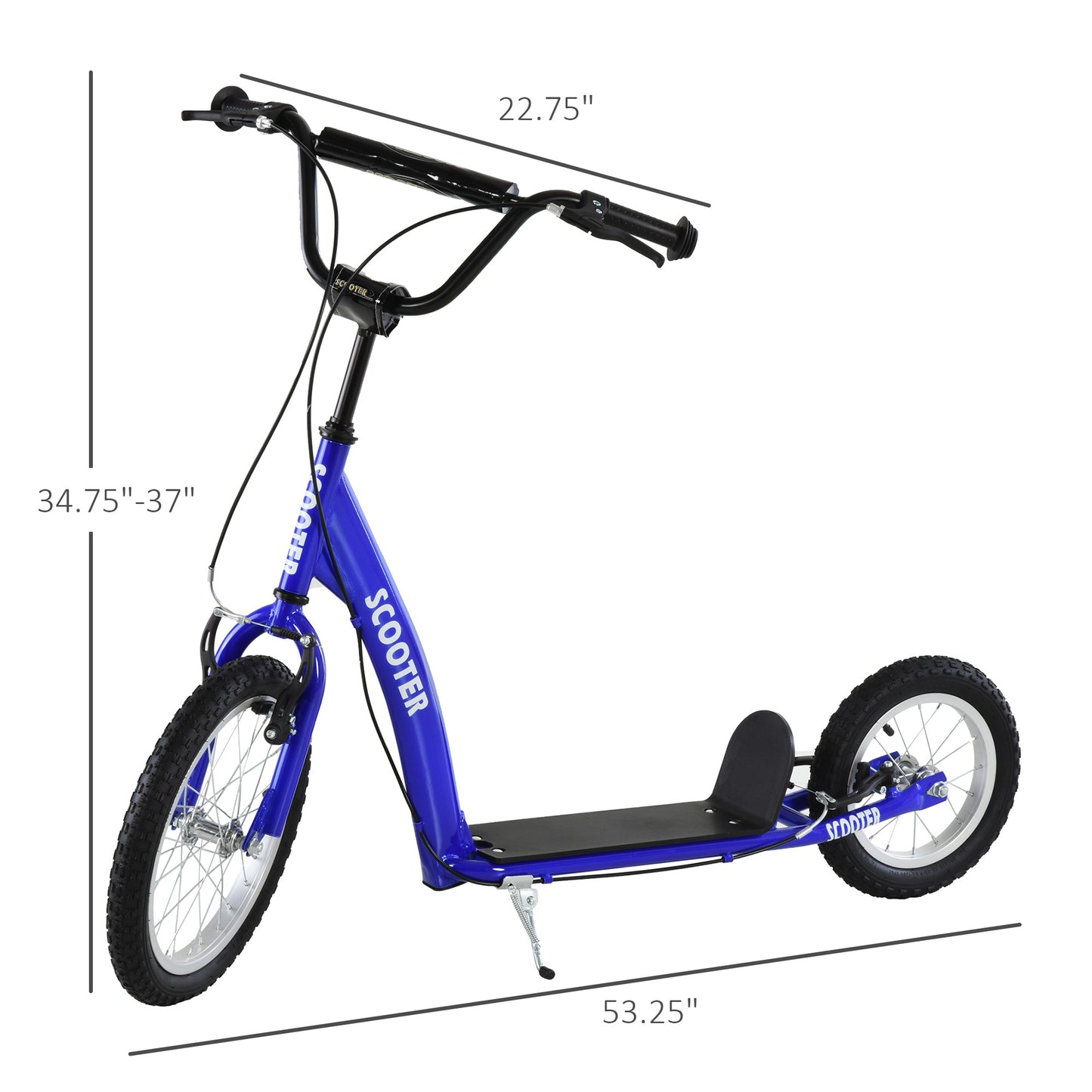 Kids Blue Kick Scooter with Adjustable Handlebar & Dual Brakes
