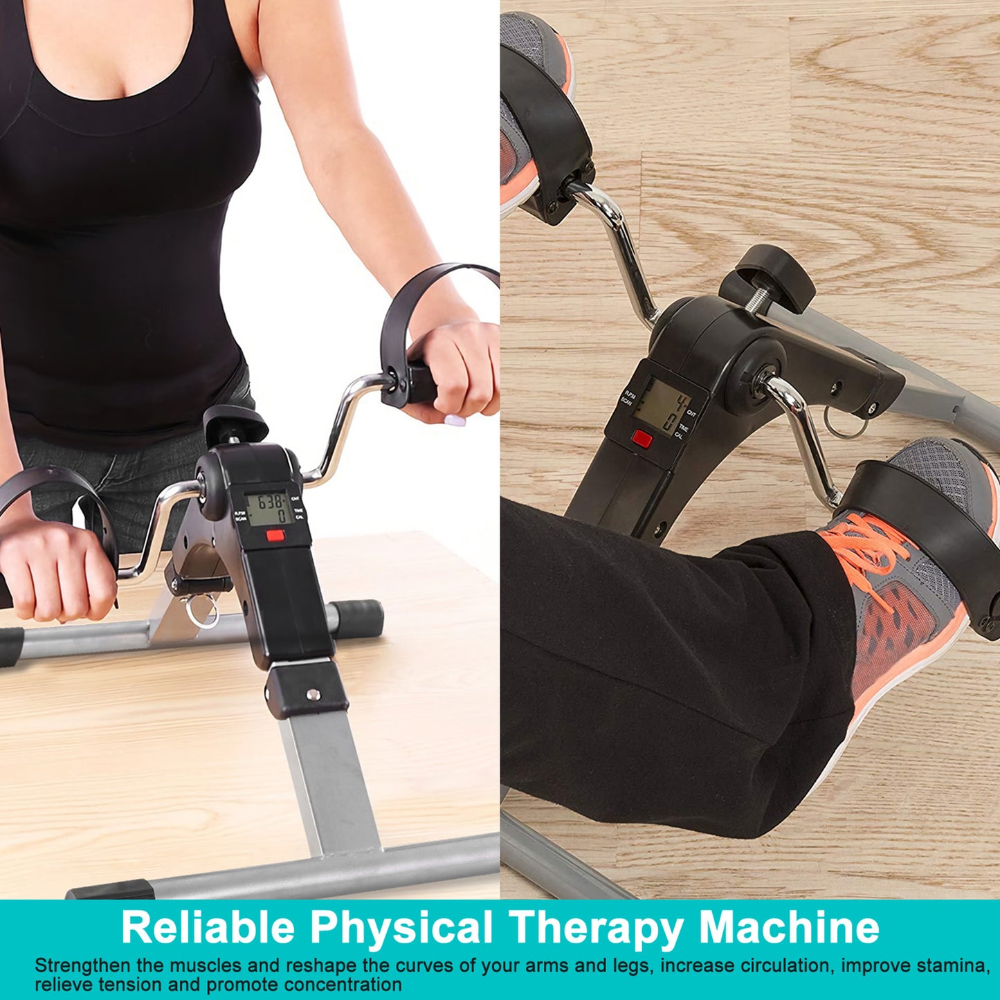 Foldable Pedal Exerciser with LCD Display for Home Office Gym