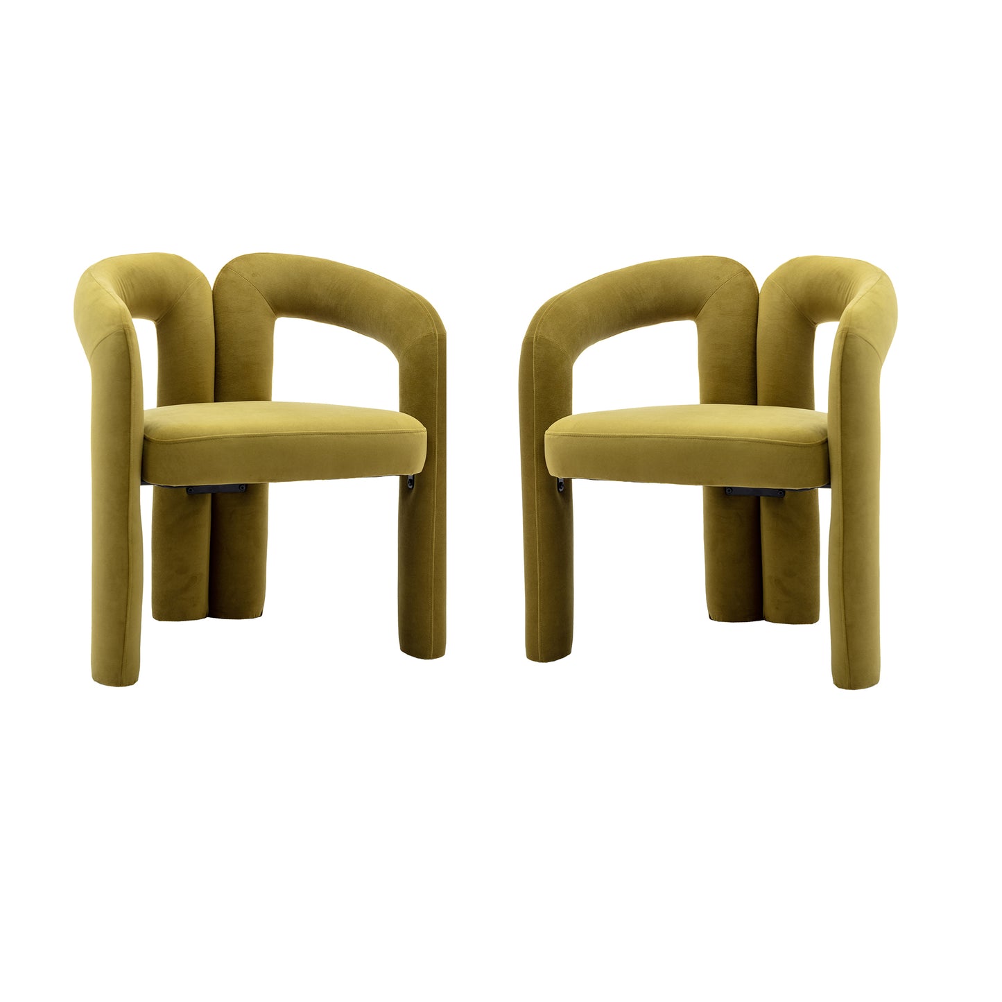 Velvet Upholstered Accent Dining Chairs - Set of 2 - Olive