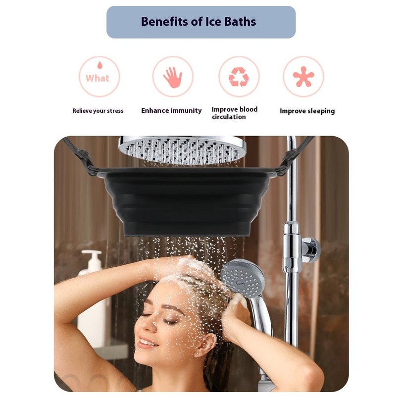 Foldable Portable Ice Bath Silicone Shower Container for Home & Spa