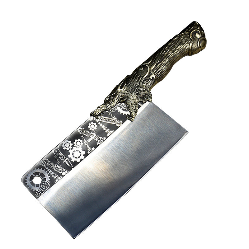 Stainless Steel Copper Handle Meat Cutting Knife V-Shaped Blade