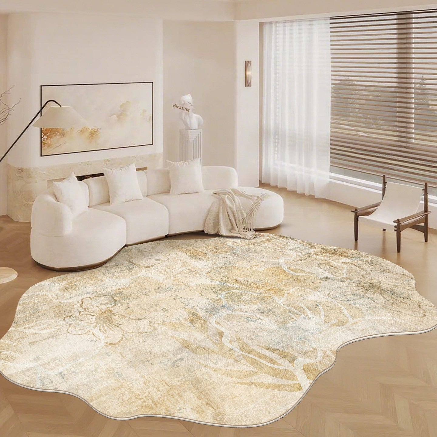 Irregular Shaped Cashmere-Like Water and Oil Absorbent Carpet for Living Room