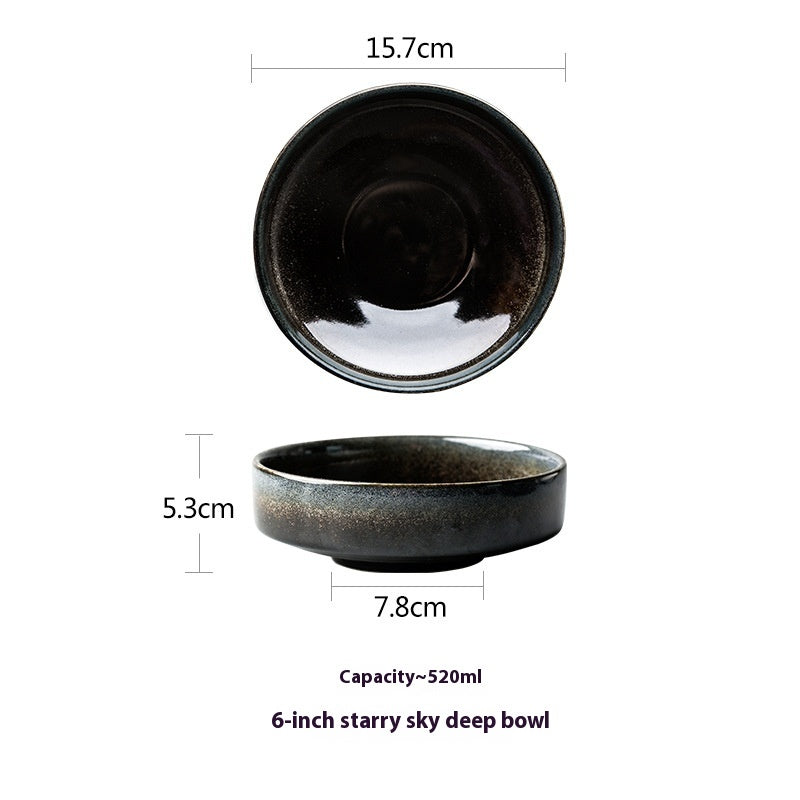 Ceramic Japanese Style Conical Bell Bowl - Decorative Deep Serving Dish