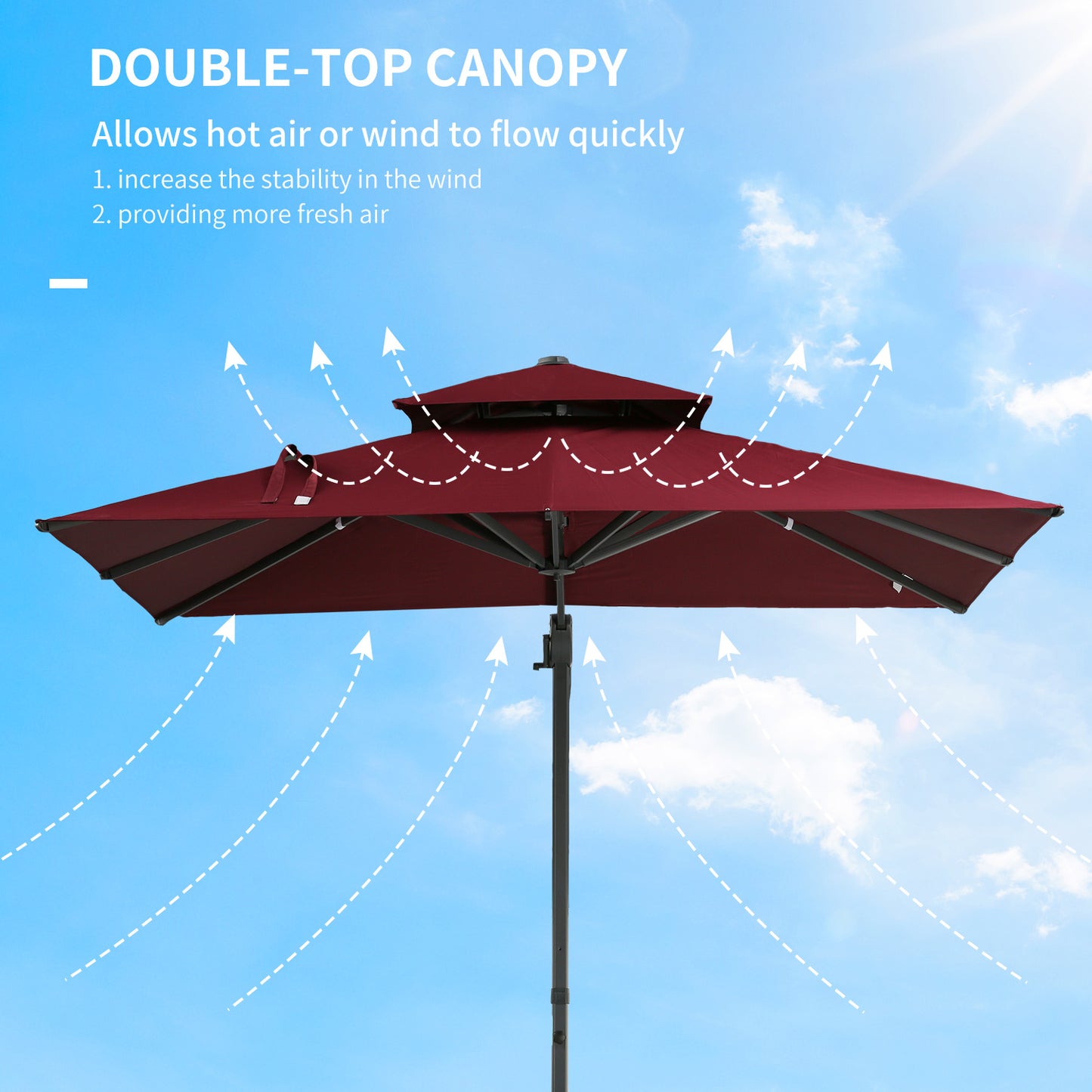 10ft Offset Patio Umbrella with 360-Degree Rotation - Red