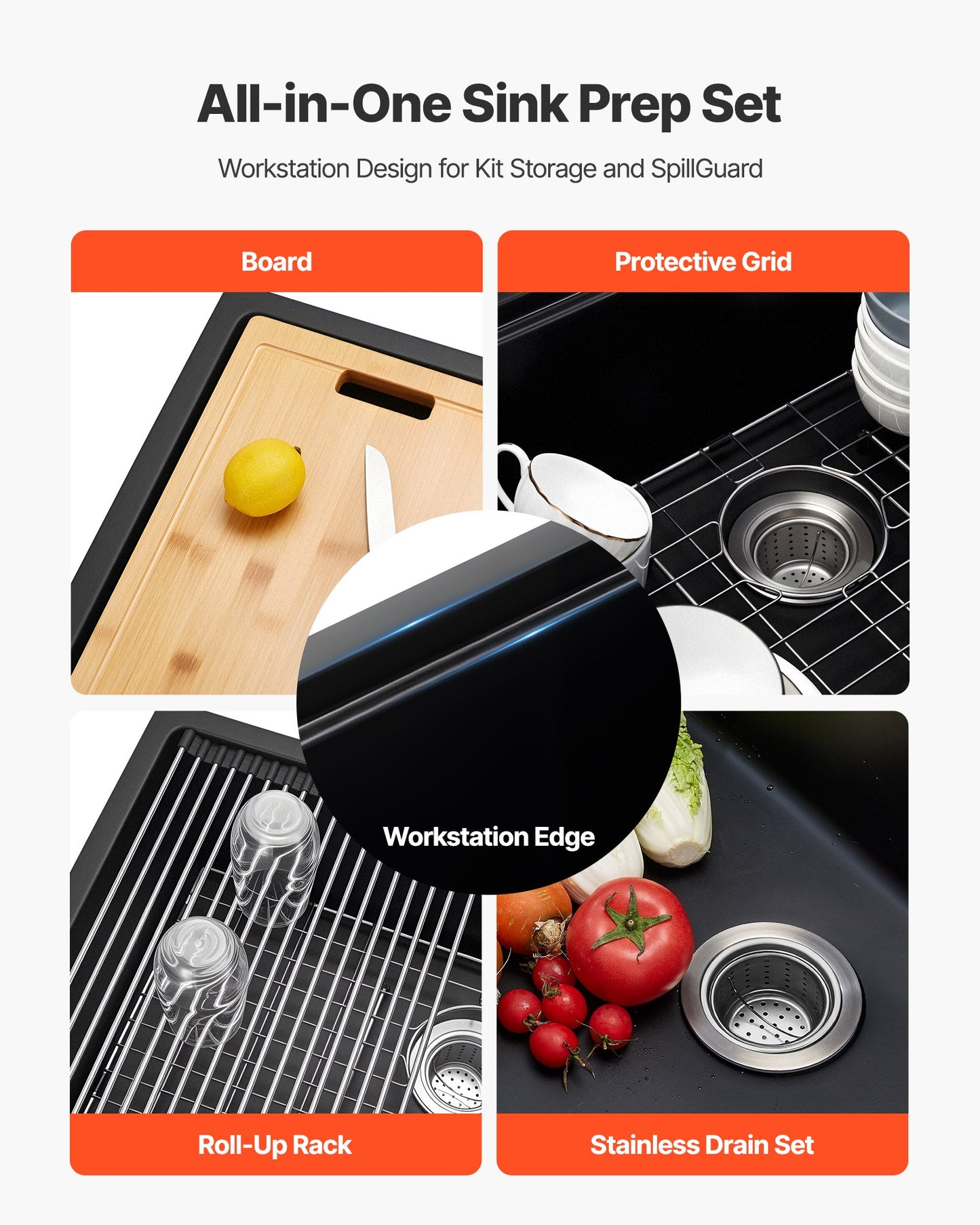 30 Inch Black Granite Composite Undermount Kitchen Sink