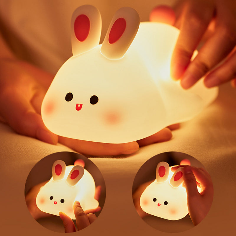 Cute LED Night Light for Kids - Touch Control Rabbit & Duck Nightlights, Rechargeable Bedside Lamp, Christmas Gift