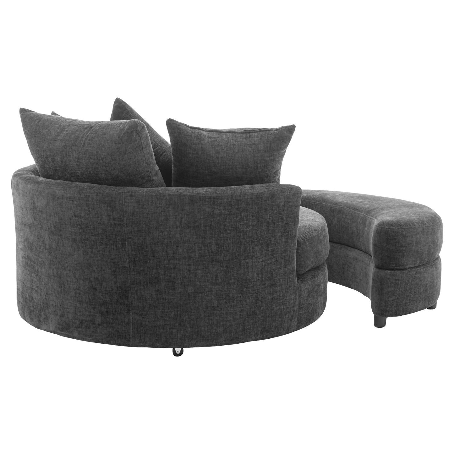 360° Swivel Accent Barrel Chair with Storage Ottoman & 4 Pillows - Gray