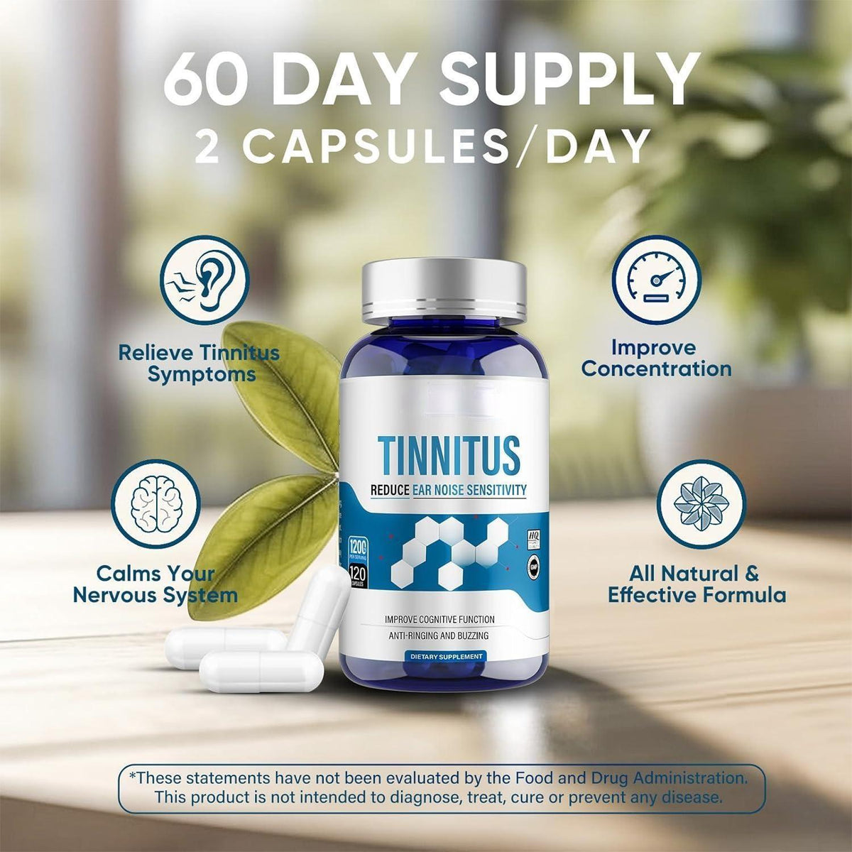 Tinnitus Relief Supplement Capsules 120-Count