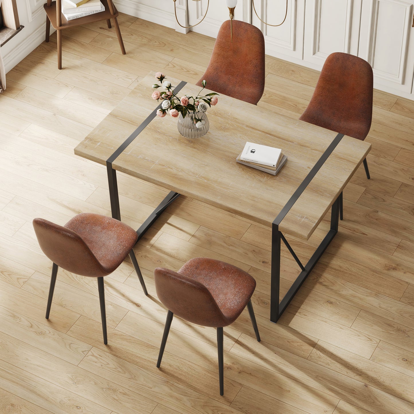 Table And Chair Set, Upholstered Side Chairs In A Modern Medieval