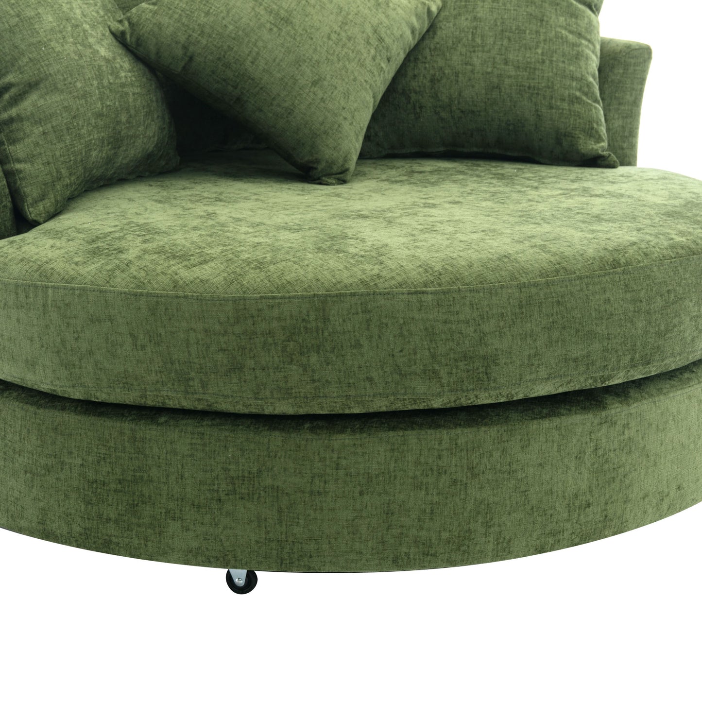 360° Swivel Accent Barrel Chair with Storage Ottoman & 4 Pillows - Green