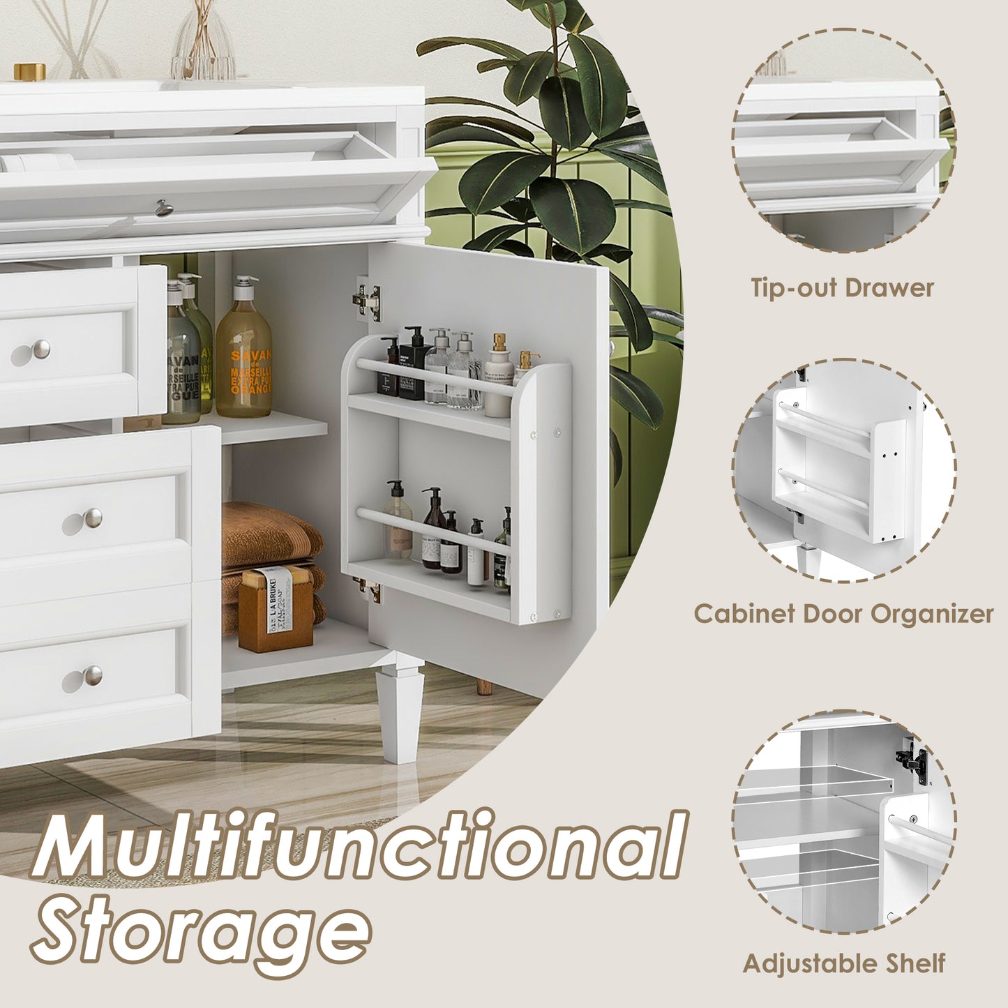 36'' Modern Bathroom Vanity with Ceramic Sink and Storage Cabinet
