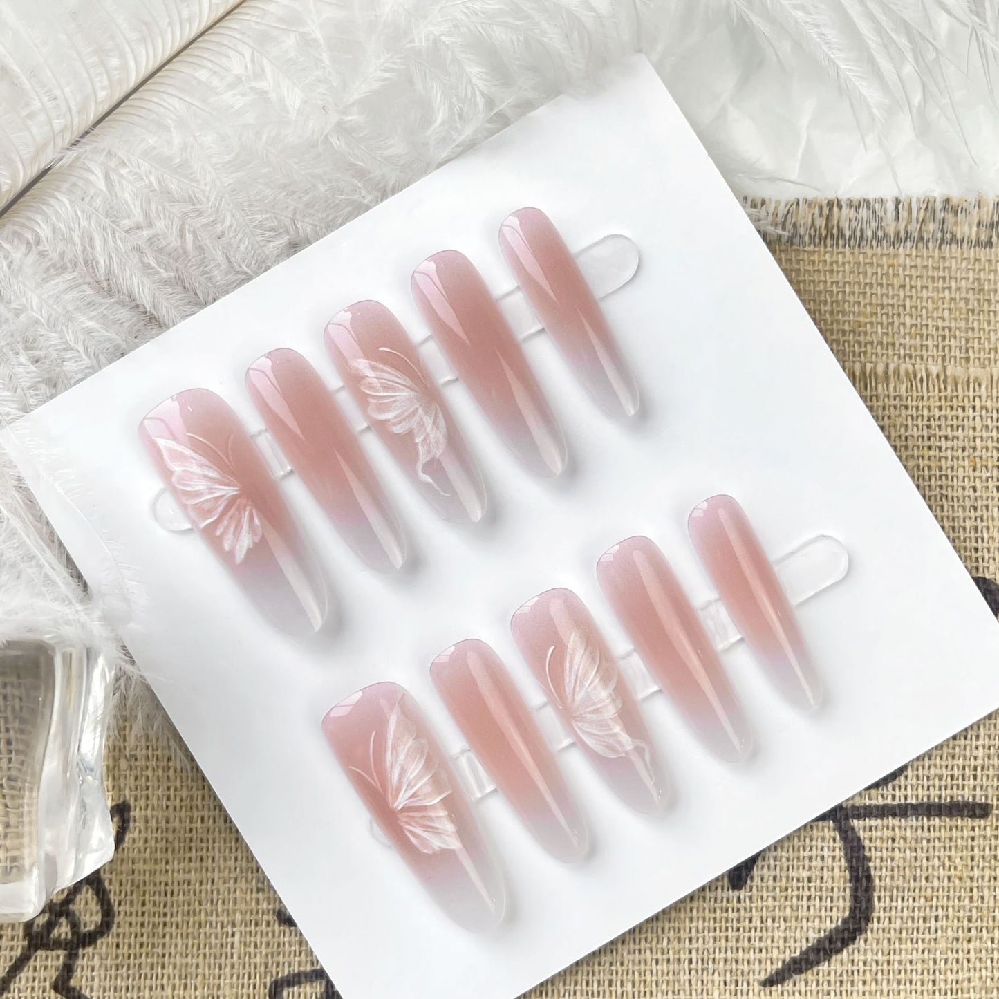 Chinese Style Butterfly Oval Almond Nail Art Stickers - Nail Art Kits