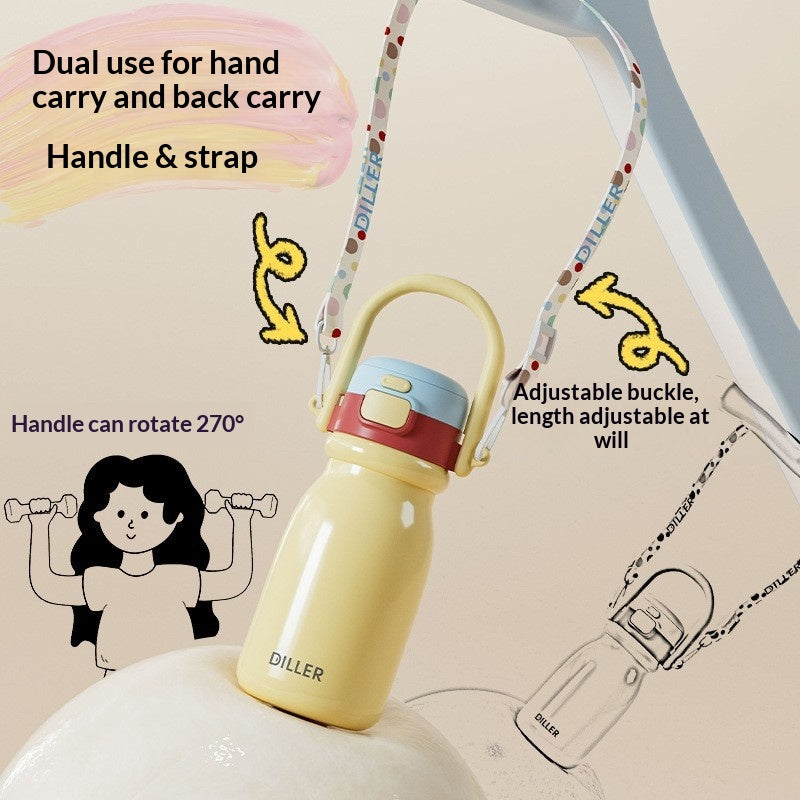 Insulated Water Bottle with Dual-Drinking Spout - 520ml Stainless Steel Thermos for Kids & Adults