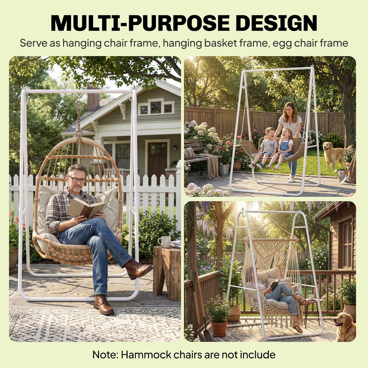 Heavy Duty A-Frame Hammock Chair Stand - 330 lbs Capacity, White