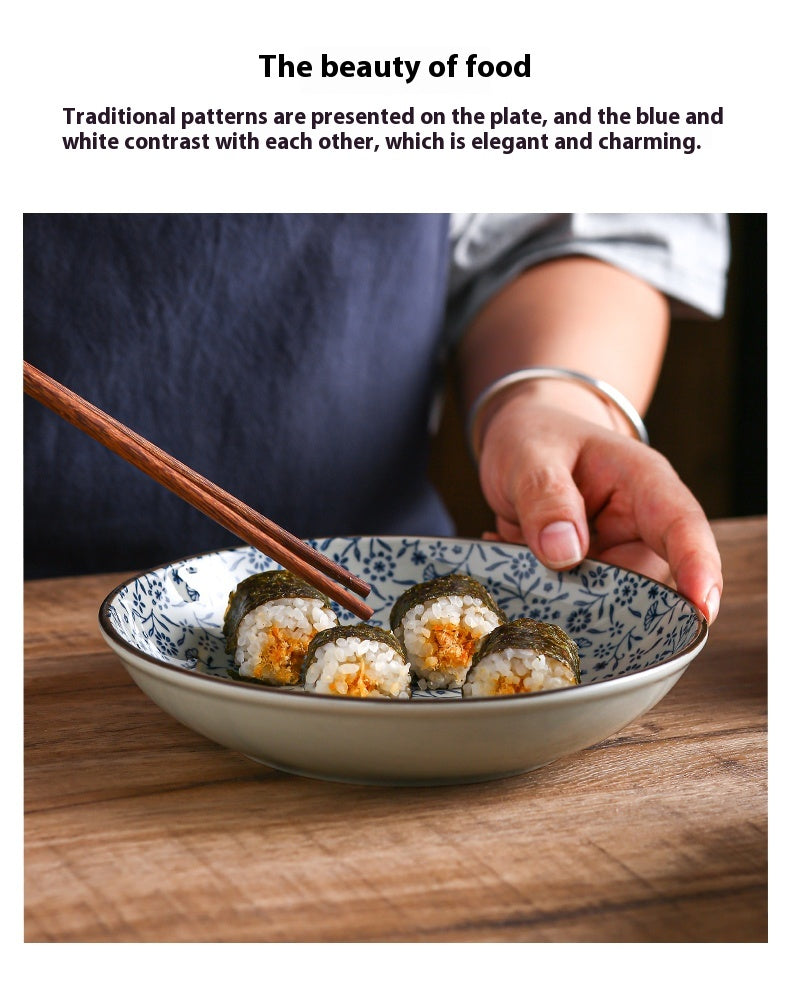 Retro Style Cold Dish Ceramic Sushi Plate - Porcelain Meal Tray