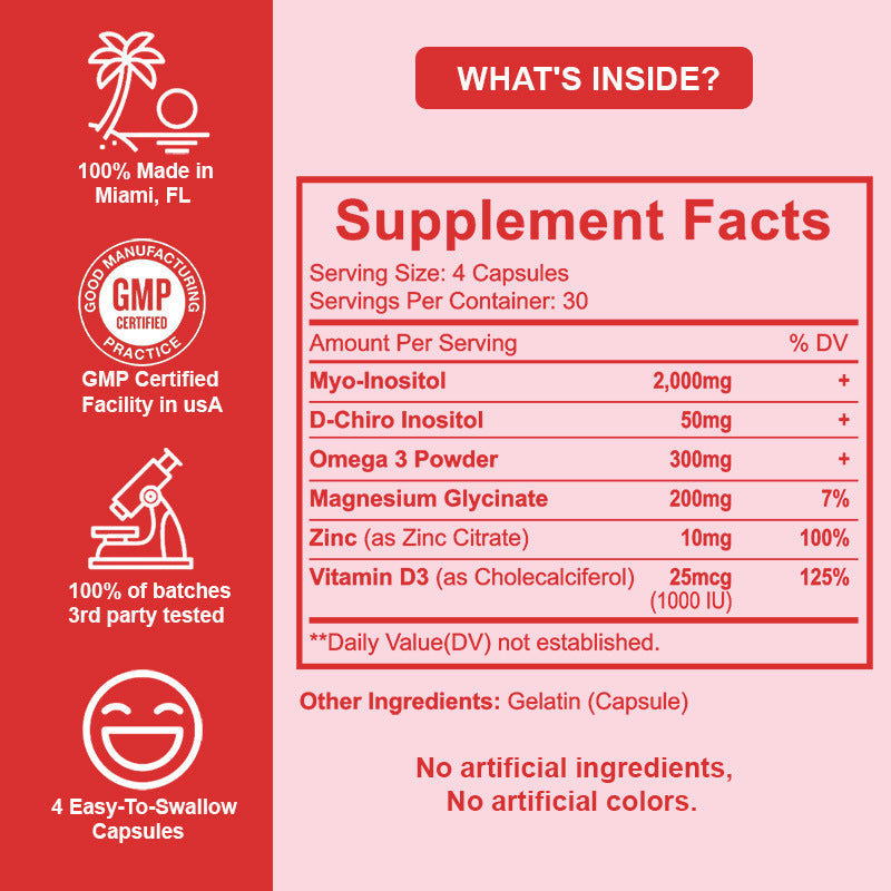 Inositol Capsules with Folic Acid - 120 Count