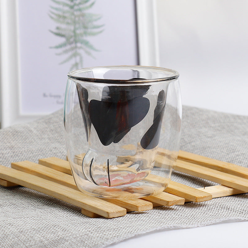 350ml Double Layer Heat-Resistant Borosilicate Glass Cup - Cartoon Style