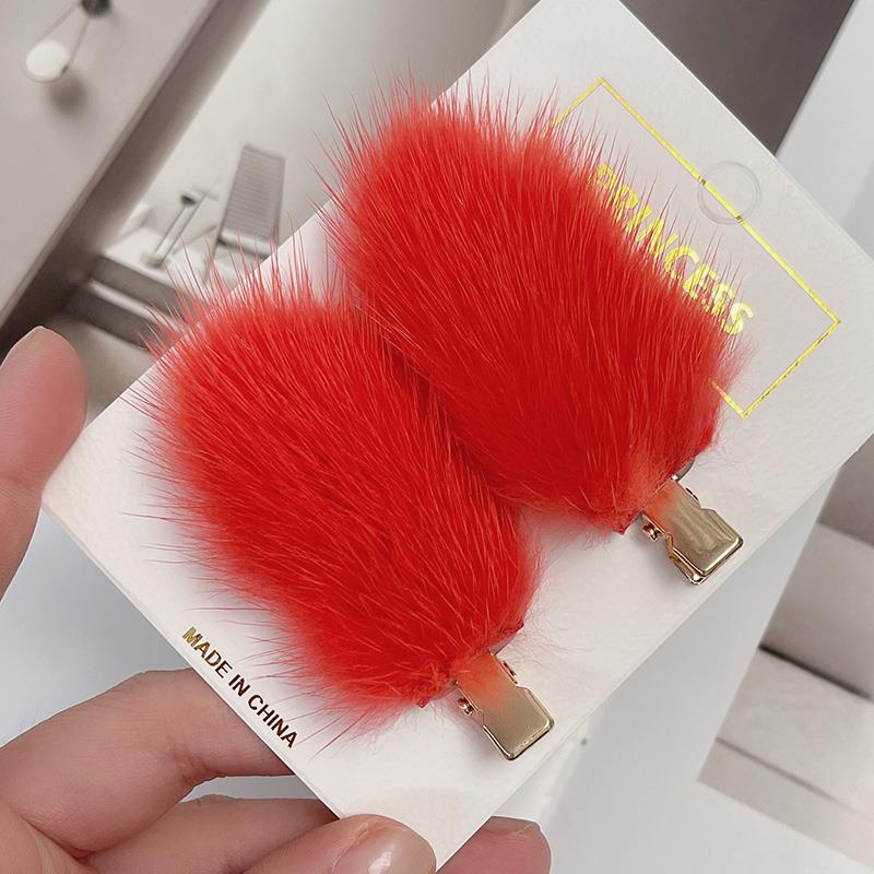 Women's Mink Hair Seamless Plush Hairpin - Retro Japanese Korean Style