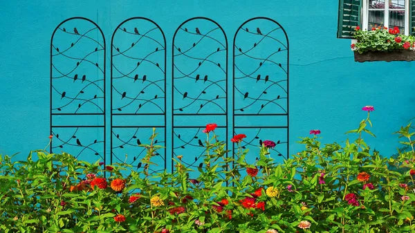 71" Metal Garden Trellis - Rustproof Climbing Plant Support - Black