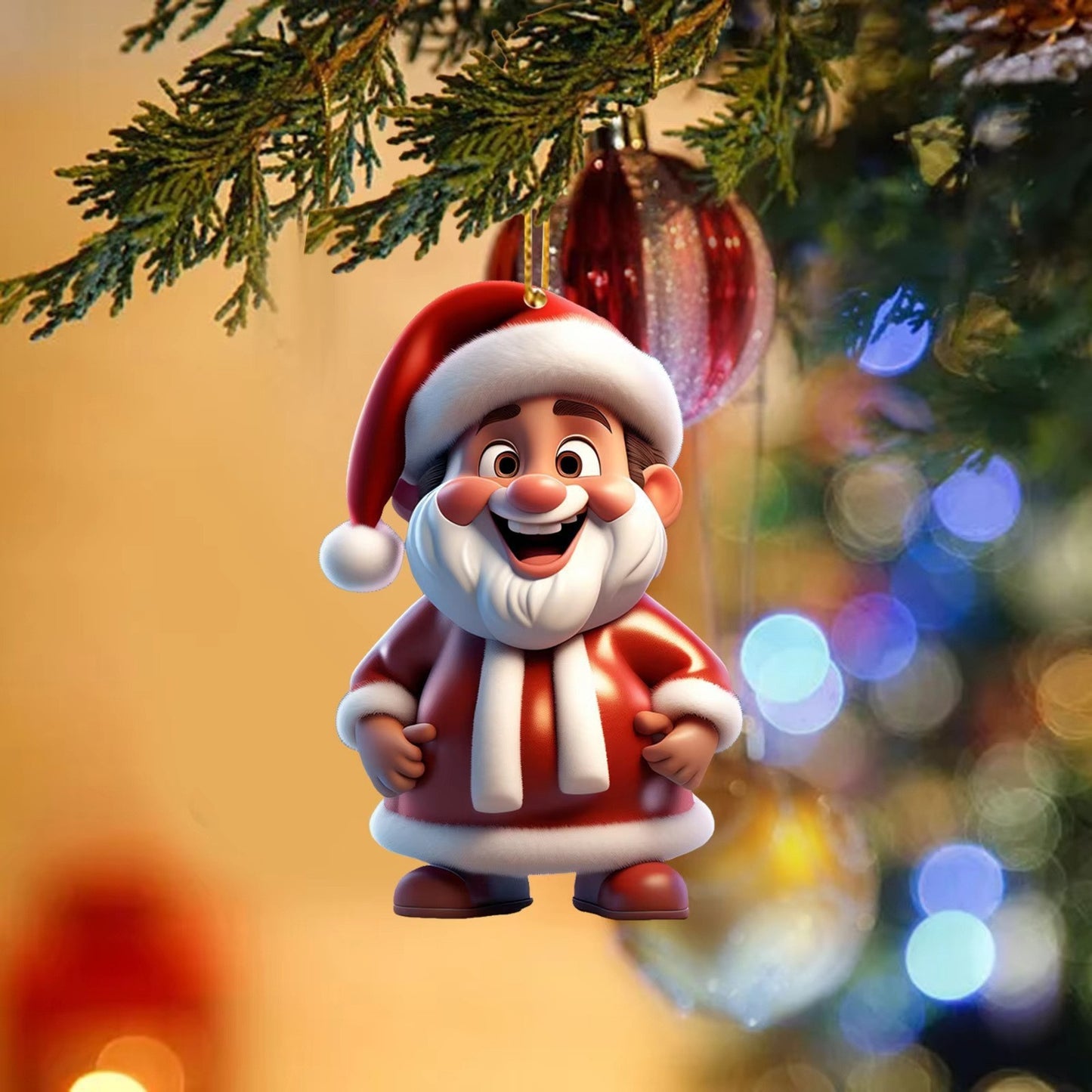 Acrylic Santa Claus Holiday Decor Pendant for Seasonal Festivities