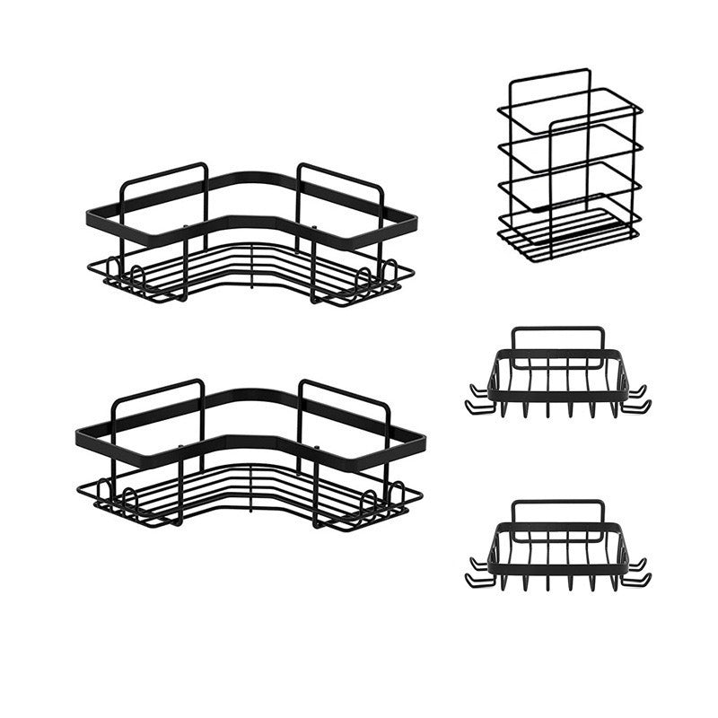 Multi-Size Iron Triangle Bathroom Storage Rack Set - Modern Space Saver