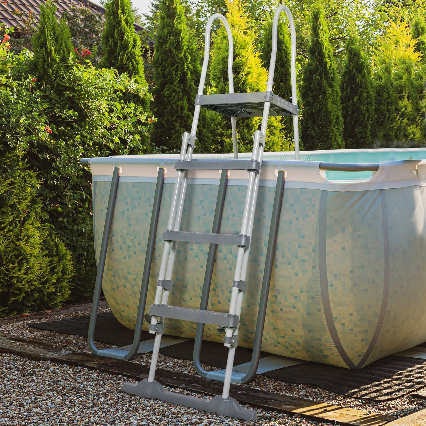 Above Ground Swimming Pool Ladder - Non-Slip Steps & Handrails