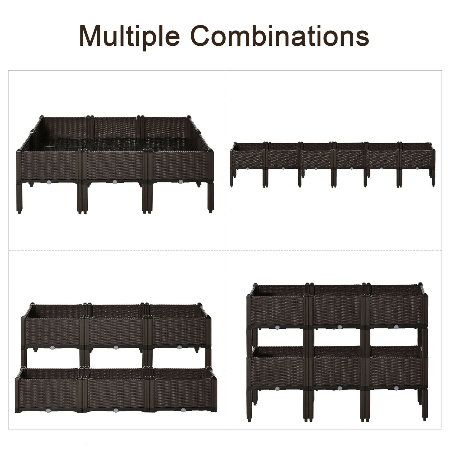 Raised Garden Bed with Legs - Planter Box for Flowers Herbs Vegetables 15x15 inches - Brown