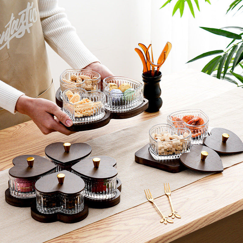 Glass Food Storage Container with Multiple Grids - Retro Style Kitchen Organizer