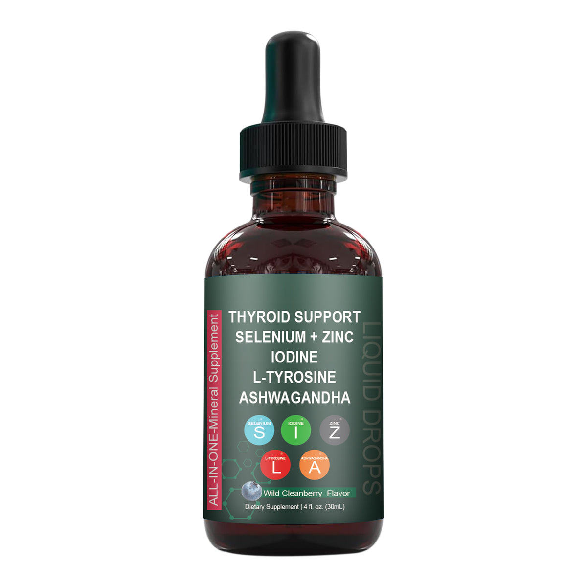 Thyroid Support Liquid Drops with Selenium, Zinc & Iodine, 30ml