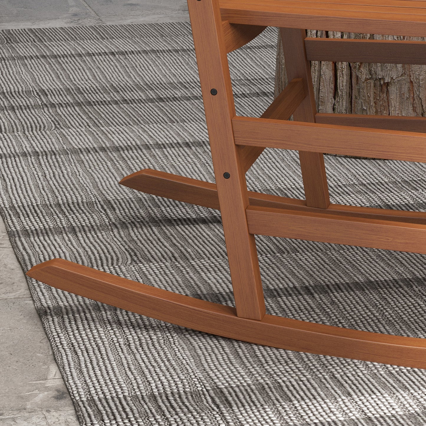 Wooden Rocking Chair Set with Side Table - Teak Finish