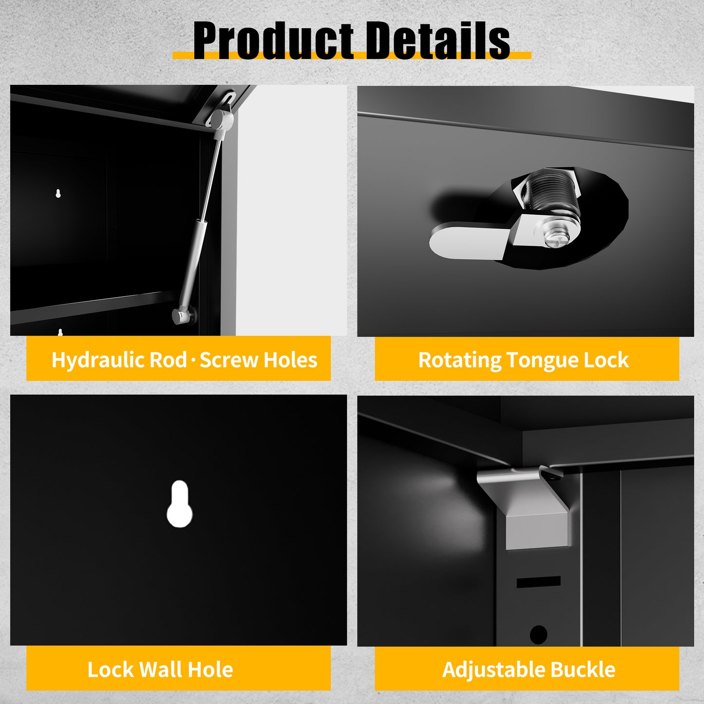 Heavy Duty Wall Mounted Metal Tool Storage Cabinet - Black