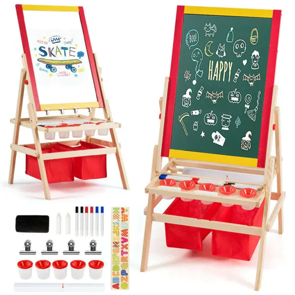 3-in-1 Kids Art Easel - Double-Sided Magnetic Board & Paper Roll