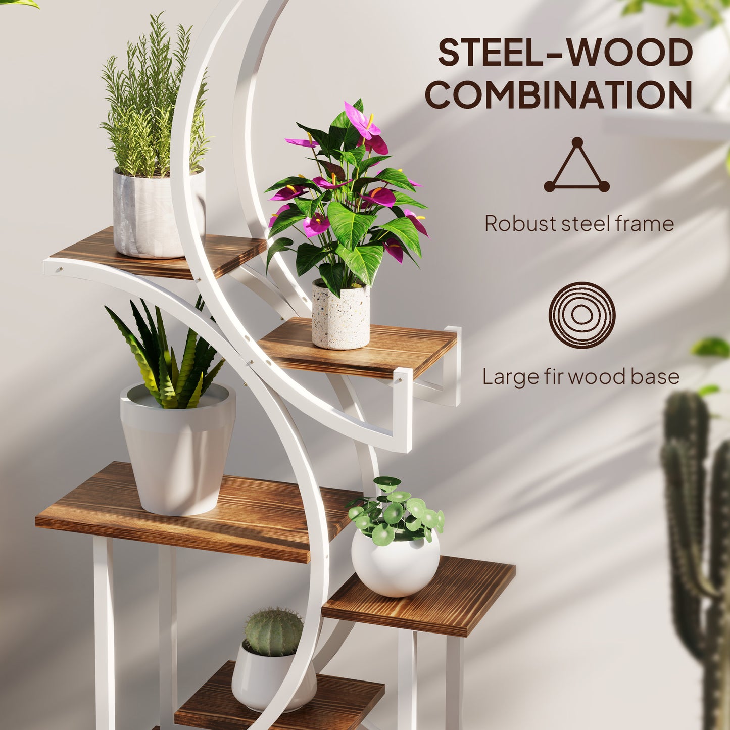 8-Tier S-Shaped Indoor Plant Stand - Carbonized Finish