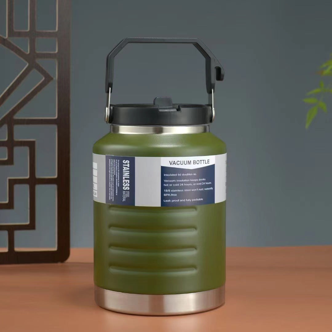 Large Capacity Insulated Ice Bucket Mug - Outdoor Thermal Barrel with Straw