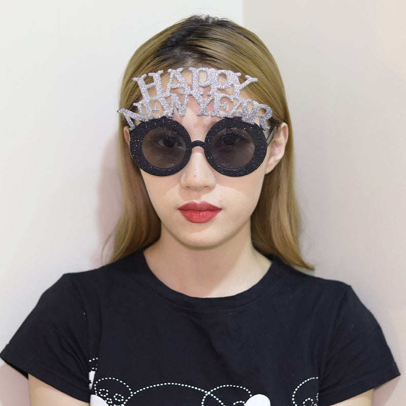 Funny New Year Party Glasses Supplies Photo Props Unisex Dress Up Accessories