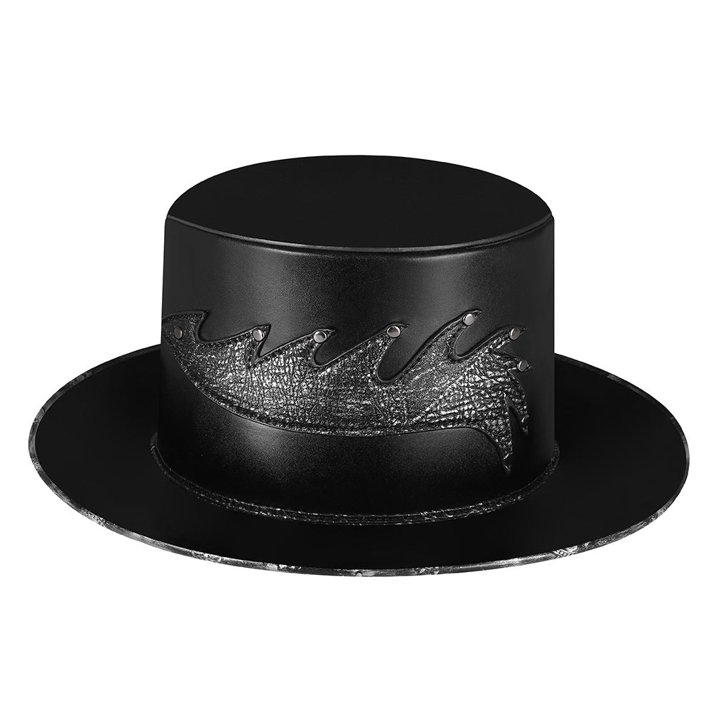 Unisex Punk Flat Top Big Brim Magic Hat - Black