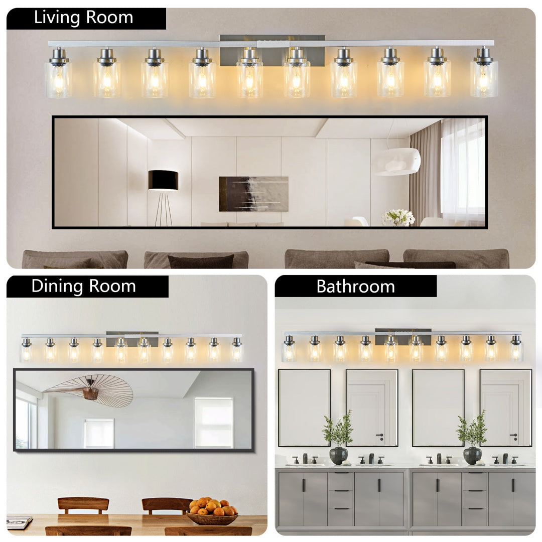 Brushed Nickel Bathroom Vanity Light Fixture with Clear Glass Shade