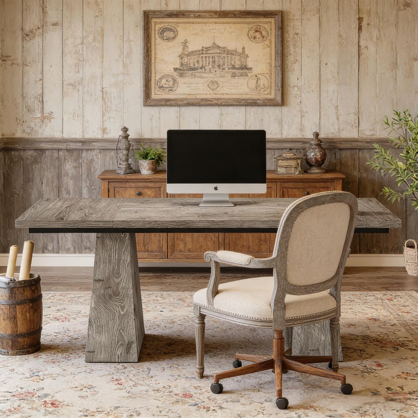 Modern Executive Office Desk - Gray 63" Computer Workstation
