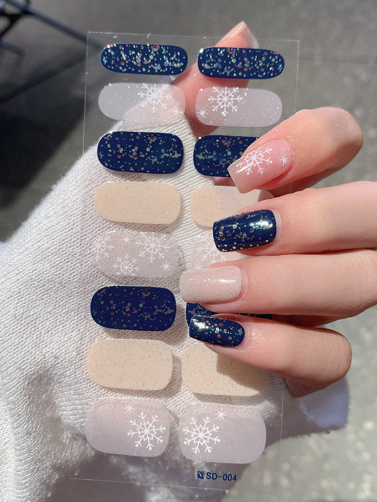 Christmas Nail Stickers Set - Holiday Checkerboard Star Candy Designs for Manicure