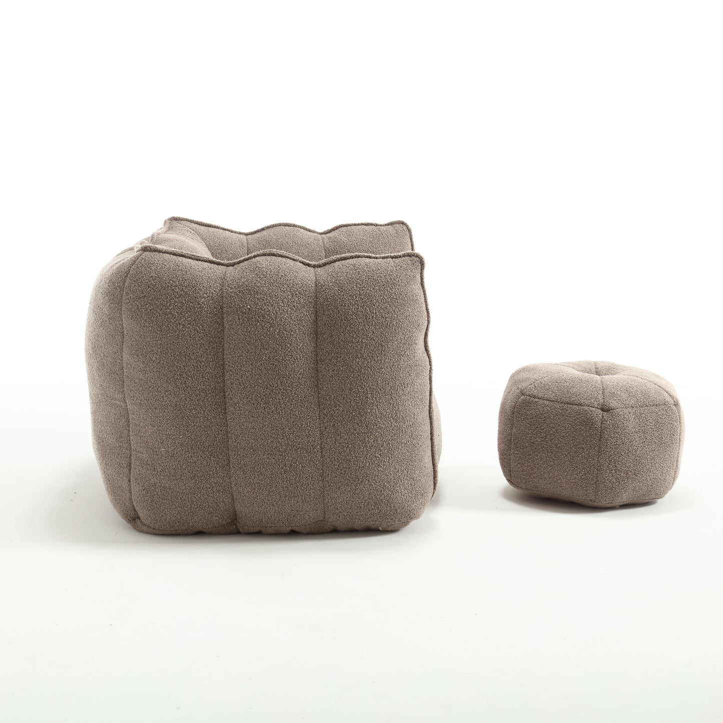 Coffee Soft Bean Bag Chair with Foam Filling - Comfortable Lazy Sofa