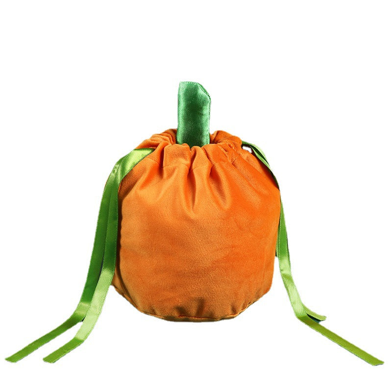 Velvet Pumpkin Candy Bag for Halloween Party - Festive Gift Bag