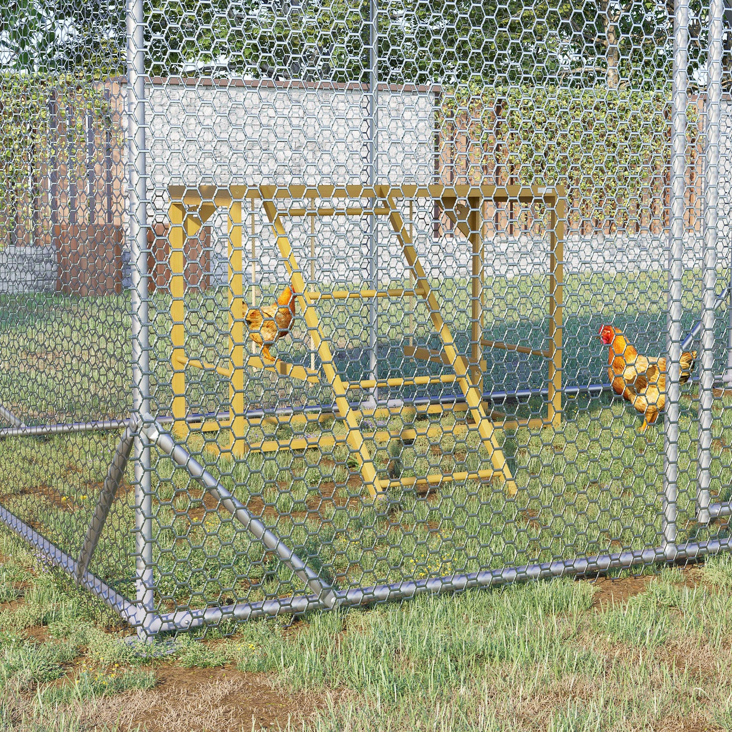 Wooden Chicken Activity Play Set with Swing, Perches & Ladder - Natural