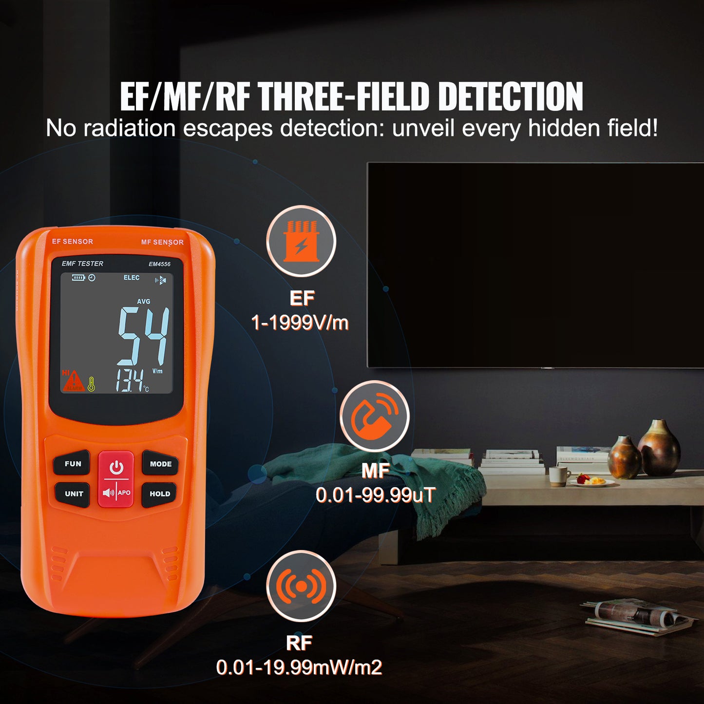 3-in-1 EMF Meter - Handheld Electromagnetic Radiation Detector